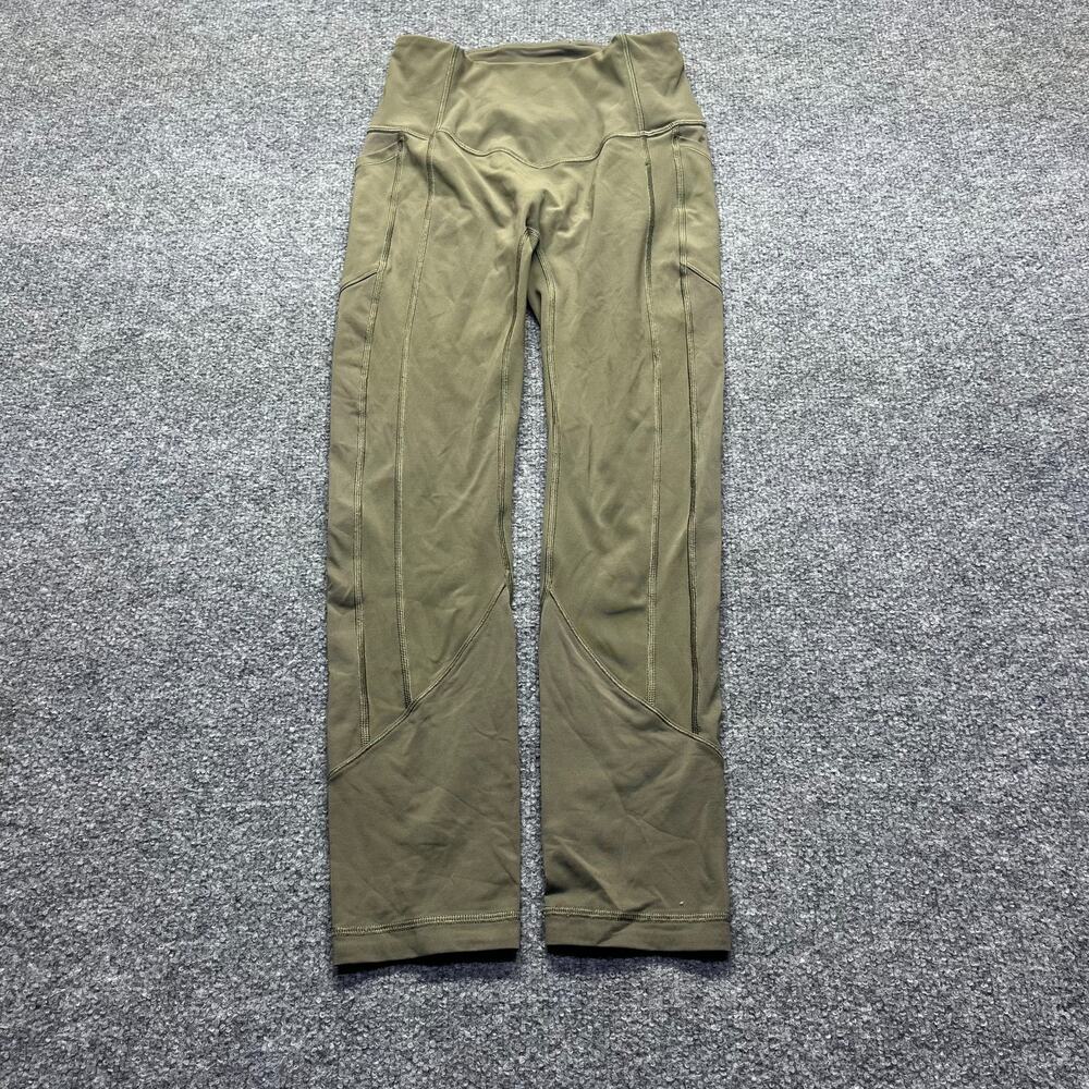 Lululemon Women Size 4 Olive Green High Rise Pocket Cropped Leggings Yoga